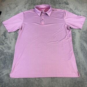 Bogey Bros Mens XL Violet Polka Dot Performance Golf Polo Shirt Short Sleeve